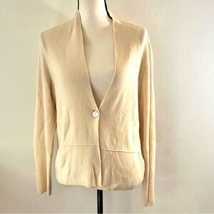 Charter Club 2-Ply Cashmere Cardigan Sweater One button Ivory Size L.